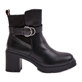 Botas femininas de salto alto, quentes, com zíper, pretas Inabelle preto