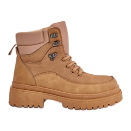 Botins femininos Camel Rabaria com cadarço marrom