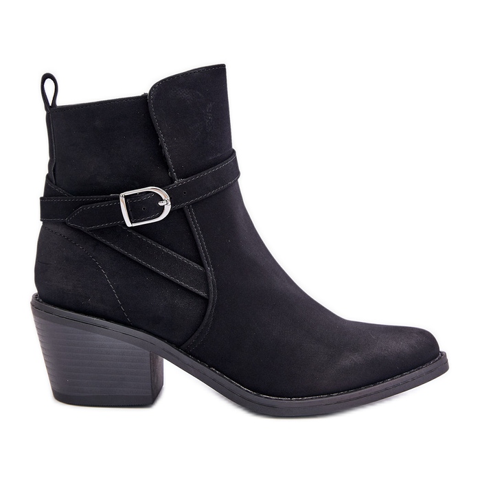 Botas de cowboy pretas Glamer de salto alto com bico fino, isoladas e com zíper preto