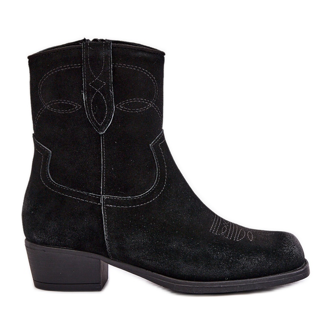 Botas cowboy femininas de camurça com salto baixo quentes Sergio Leone BT284-S pretas preto
