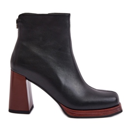 S.Barski Botas femininas de couro com salto alto isolado D&amp;A JC42-37 pretas preto