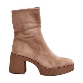 Botas femininas com plataforma e salto maciço S.Barski HY42-739 Bege