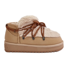 Botas de neve com plataforma baixa e pele D.Franklin DFSH370011 Bege