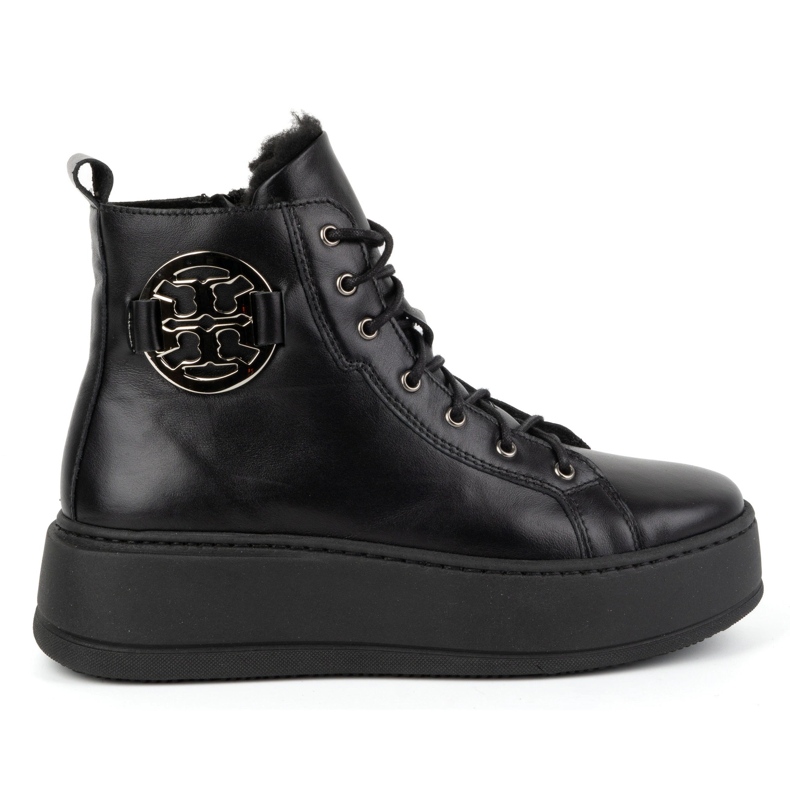 Olivier Botas femininas de inverno em couro com isolamento 1174 pretas preto