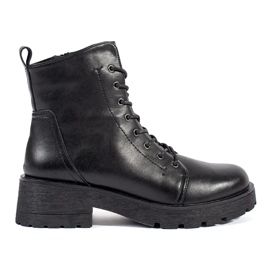 Botins de couro preto com sola grossa de Sergio Leone Botins de couro preto com sola grossa de Sergio Leone