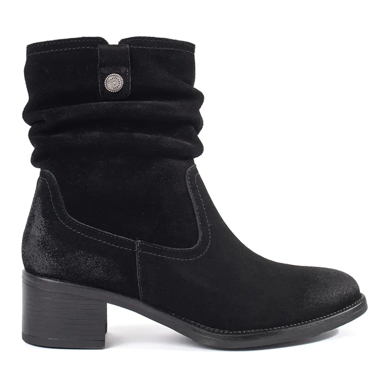 Botas cowboy femininas de couro preto por Sergio Leone