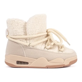 Seastar Botas de neve femininas bege com sola grossa