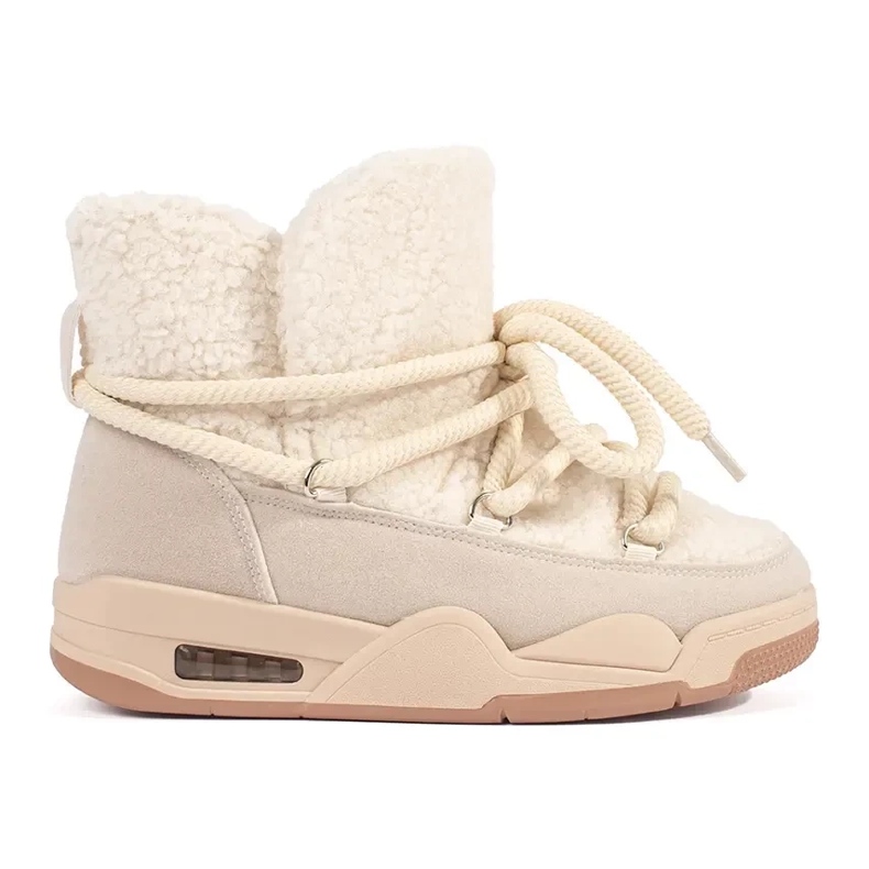Seastar Botas de neve femininas bege com sola grossa