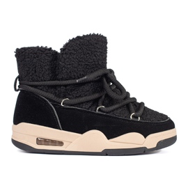 Seastar Botas de neve femininas negras com sola grossa preto