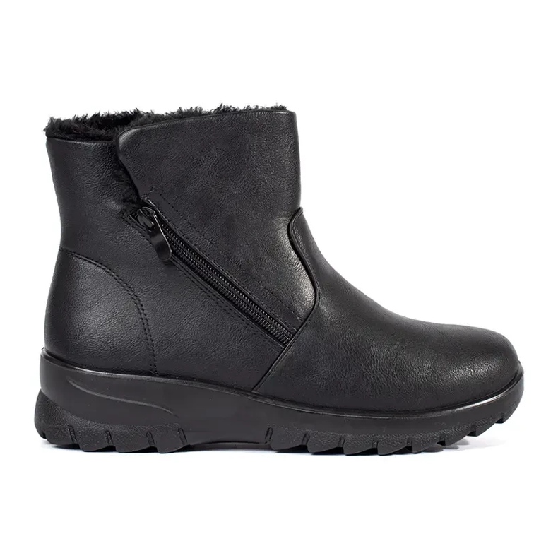 Botins femininos pretos e confortáveis com isolamento Botins femininos pretos e confortáveis com isolamento
