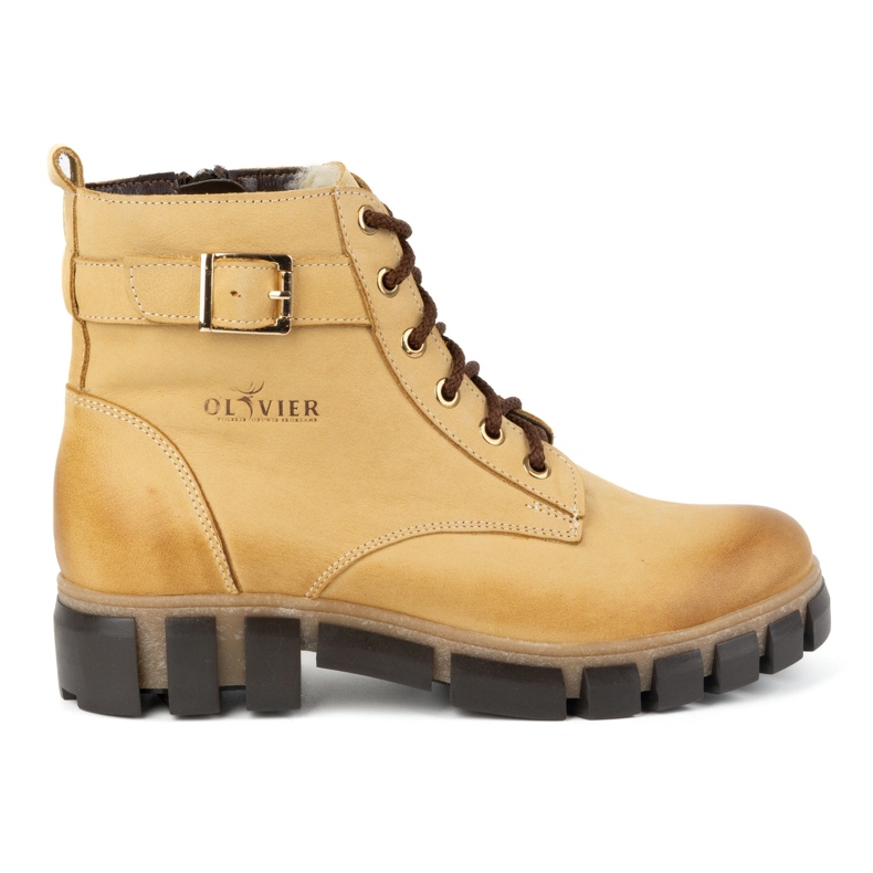 Olivier Botas femininas de couro, isoladas, 373BB, bege