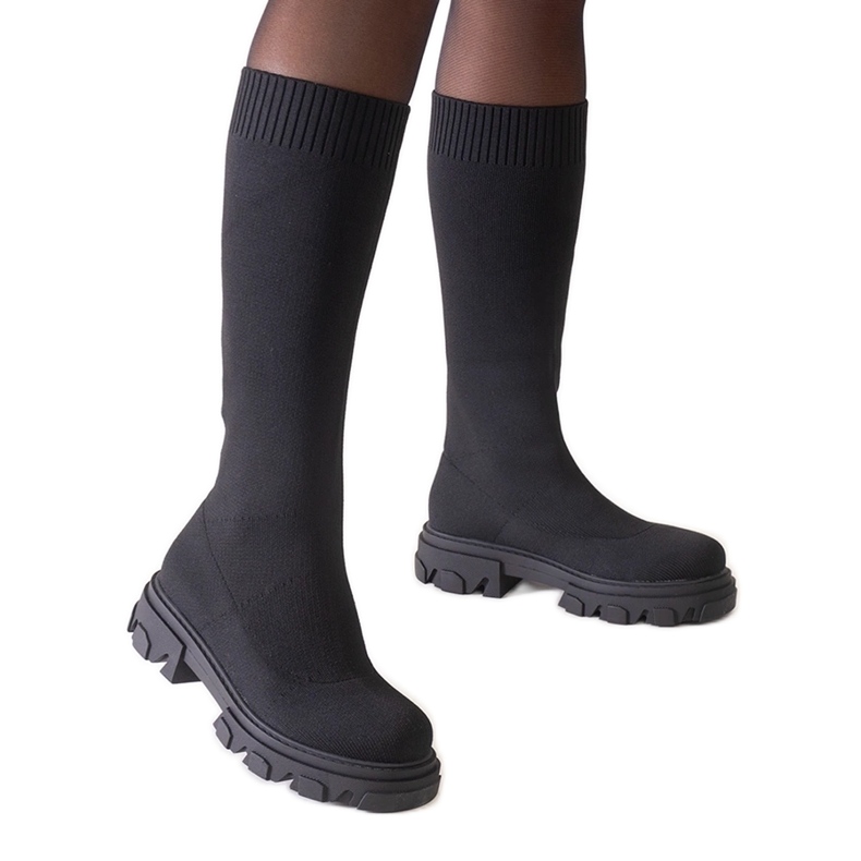 Botas plataforma de tecido preto Nazira