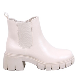 Botas Chelsea de salto largo Ledeck Beige Pu bege