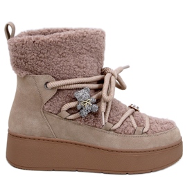 Botas de neve Remati Khaki com shearling marrom