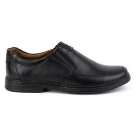 KOMODO Sapatos masculinos em couro natural slip-on 854K, preto KOMODO Sapatos masculinos em couro natural slip-on 854K, preto