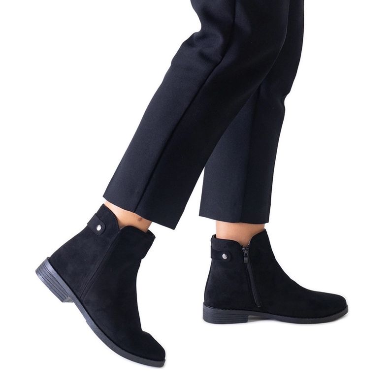 Botins clássicos pretos em camurça ecológica Pereia