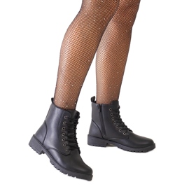 Botas de trabalho pretas em couro ecológico na plataforma Barosa preto