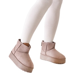 Botas de neve casuais bege escuro com plataforma alta da Thaisa Botas de neve casuais bege escuro com plataforma alta da Thaisa