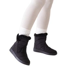 Botas de neve pretas decoradas com pele Khit preto