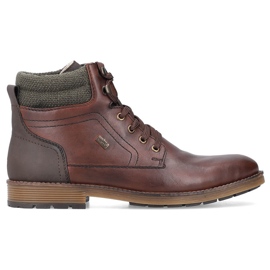 Botins impermeáveis ​​de couro, sapatos masculinos com isolamento, marrom Rieker F4544-25