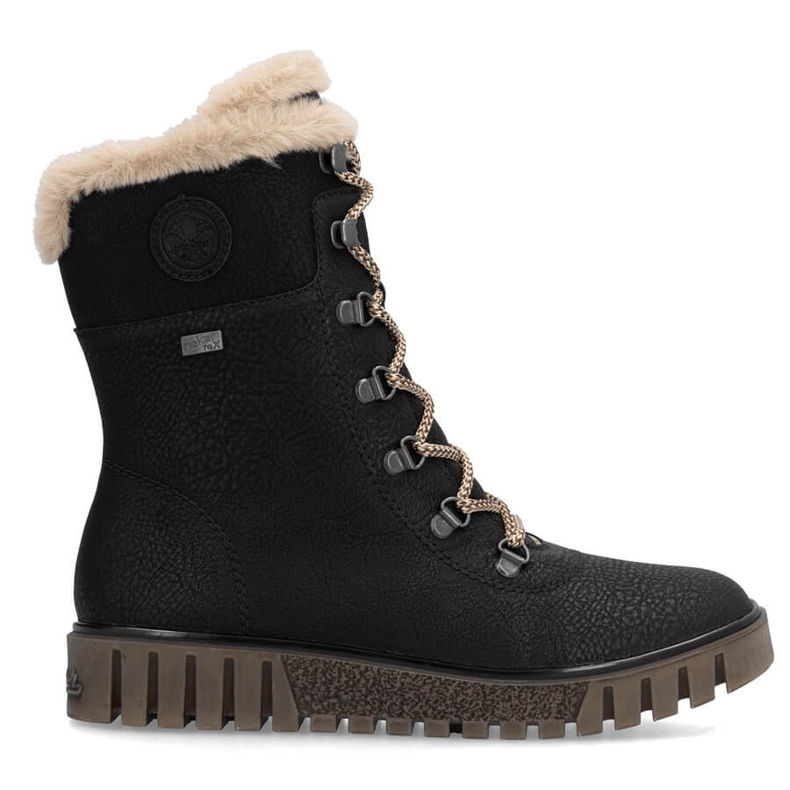 Botas femininas impermeáveis ​​com pele, pretas Rieker Y3424-00 preto