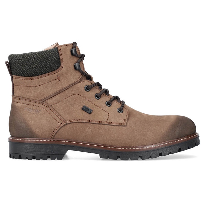 Botas masculinas impermeáveis ​​de couro, com isolamento marrom Rieker F3612-24 castanho
