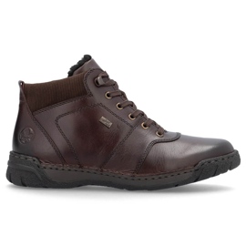 Botins impermeáveis ​​de couro, sapatos masculinos com isolamento, marrom Rieker B0308-25