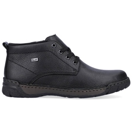 Botins impermeáveis de couro, sapatos masculinos com isolamento, pretos Rieker B0347-00 Botins impermeáveis de couro, sapatos masculinos com isolamento, pretos Rieker B0347-00