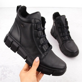 Botas femininas confortáveis ​​e isoladas em couro, pretas Helios 523 preto