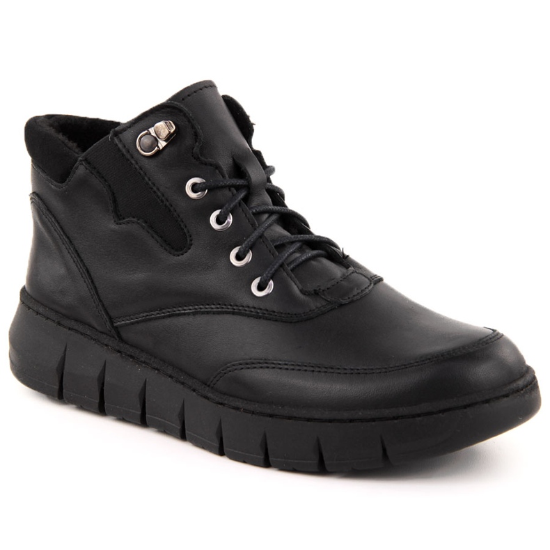 Botas femininas de couro na plataforma, pretas Helios 561 preto