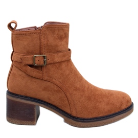 Bota de salto largo Aretha Camel marrom