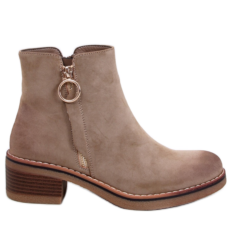 Levere Botins de salto baixo em nobuck cáqui bege