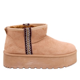 Botas curtas de neve na plataforma Weyan Camel marrom