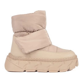Seastar Botas de neve femininas com isolamento bege e sola grossa