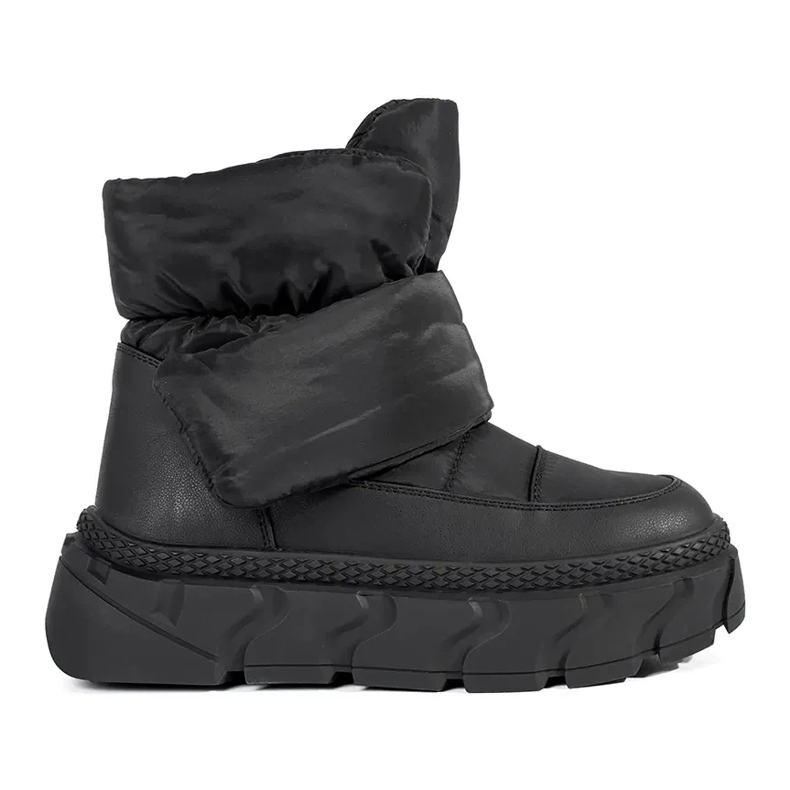 Seastar Botas de neve femininas com isolamento preto e sola grossa