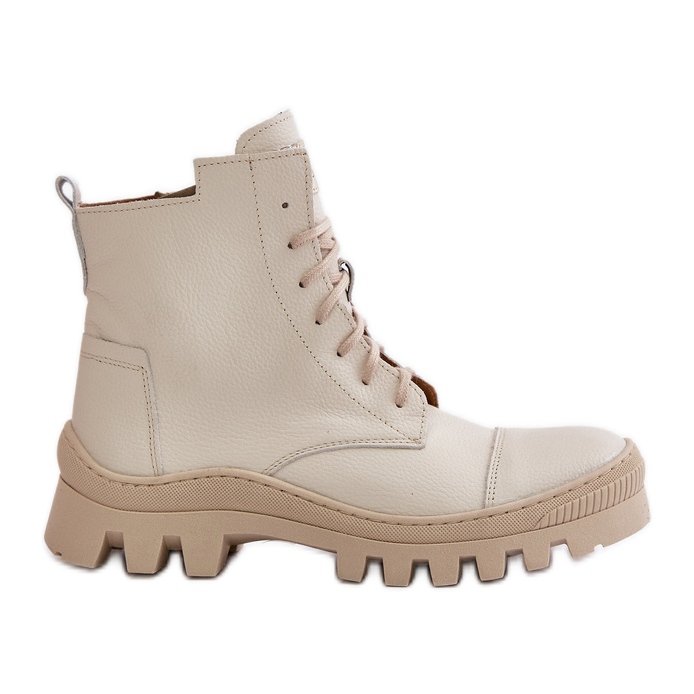 Botas femininas Zazoo 2831 em couro natural, bege claro