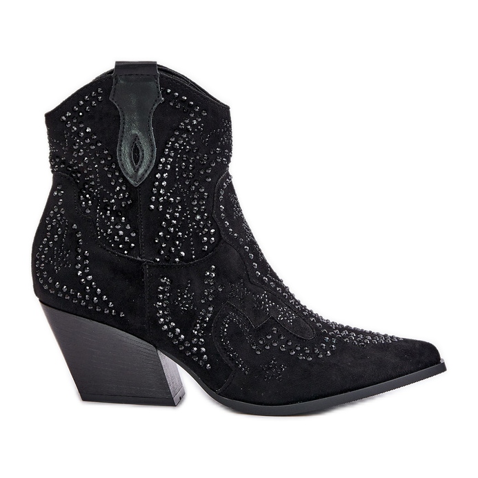 Botas de cowboy pretas decoradas com salto alto Kaivina preto