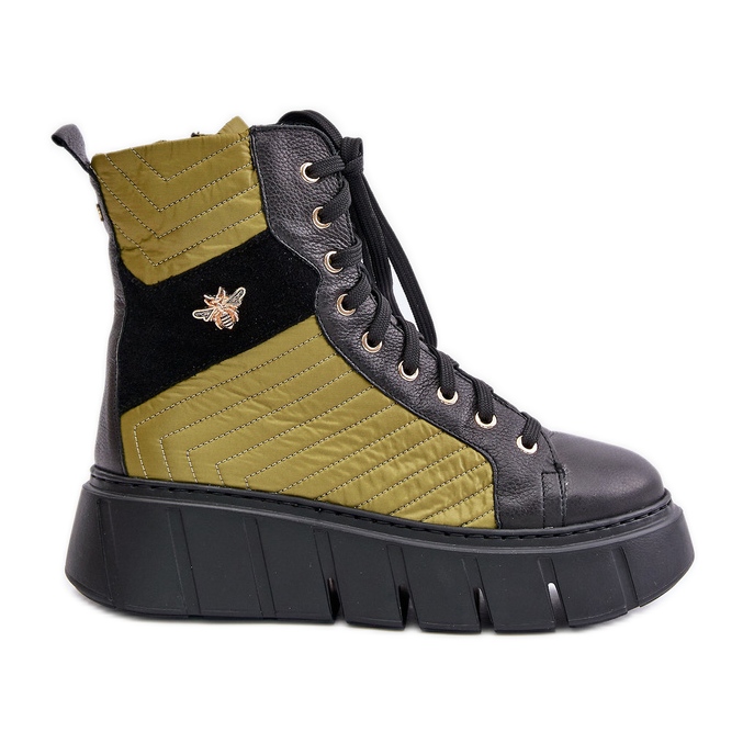 Botins de couro na plataforma Maciejka 06751-01 Preto