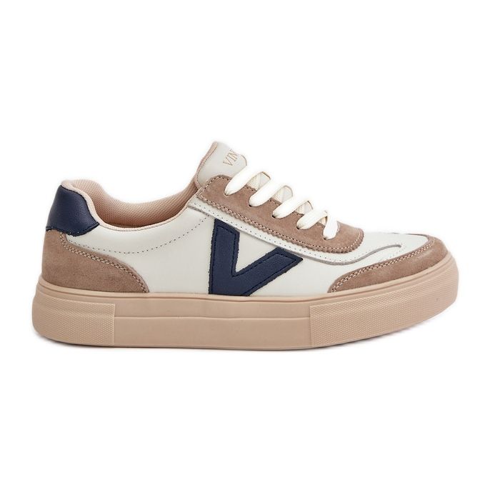 Vinceza 7923 tênis feminino de couro, bege