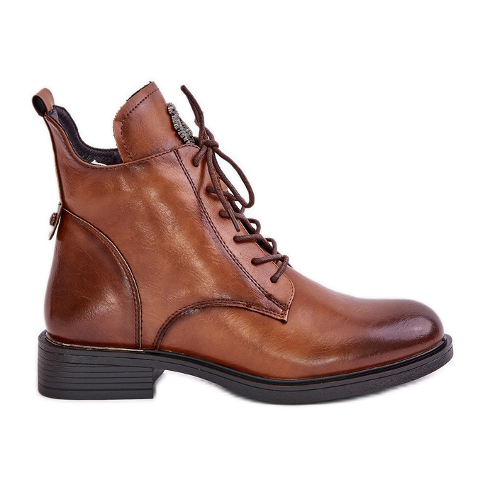 Botins baixos isolados com decoração Camel Leonise castanho