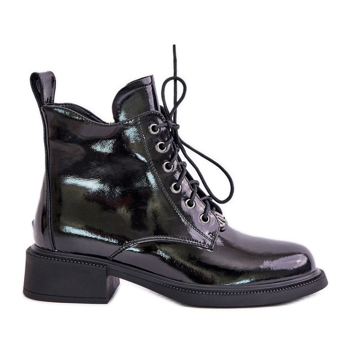Botins de couro envernizado com isolamento, Preto Bellani Botins de couro envernizado com isolamento, Preto Bellani