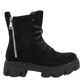 Healy Botins pretos com atacadores e sola grossa Healy Botins pretos com atacadores e sola grossa