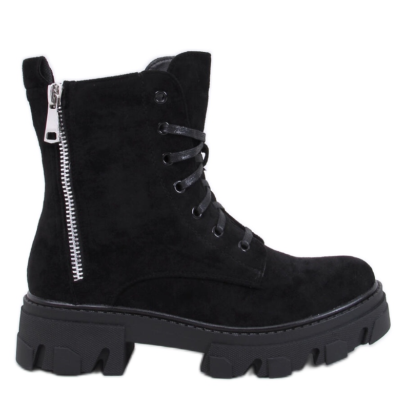 Healy Botins pretos com atacadores e sola grossa