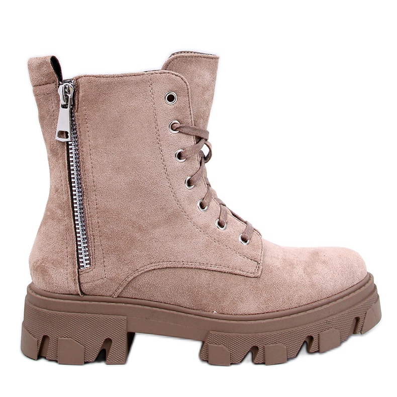 Healy Botins Khaki com atacadores e sola grossa bege Healy Botins Khaki com atacadores e sola grossa bege