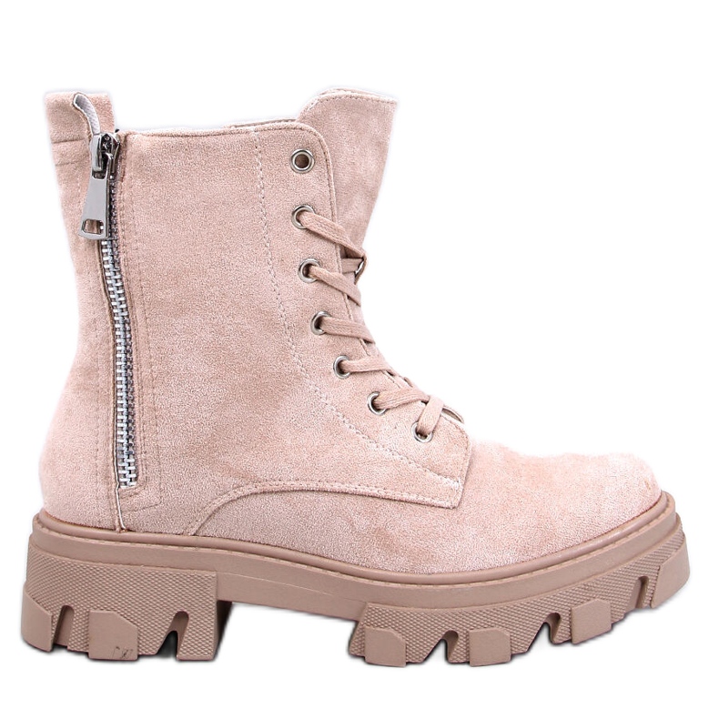 Botins Healy Bege com atacadores e sola grossa Botins Healy Bege com atacadores e sola grossa