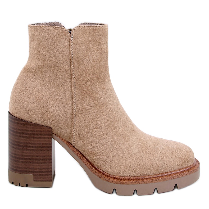 Botins de salto alto com protetor Paratto Khaki bege