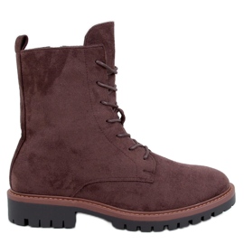 Botins de camurça com cadarço Simmer Brown Brown marrom