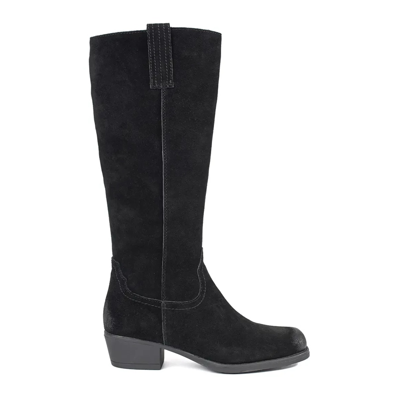 Botas femininas com isolamento de couro preto por Sergio Leone
