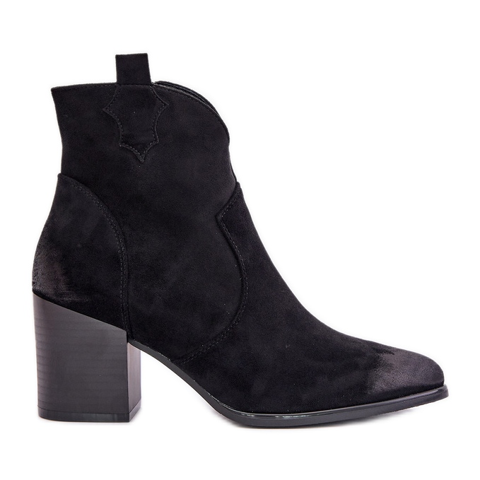 Botas cowboy de salto alto, isoladas com camurça ecológica Vinceza 58345, pretas preto