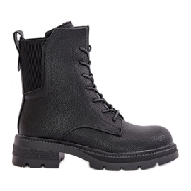 Jezzi Botas de trabalho isoladas com zíper Leairae pretas preto